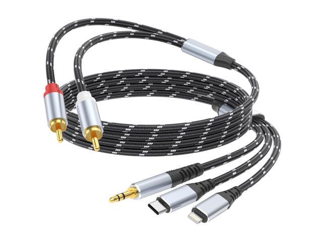 3.5mm to RCA Cable, Male to Aux Audio Adapter HiFi Sound Headphone Jack Adapter, (3 in 1 Audio Cable) Connector for Speaker MP3 Tablet HDTV(10FT)