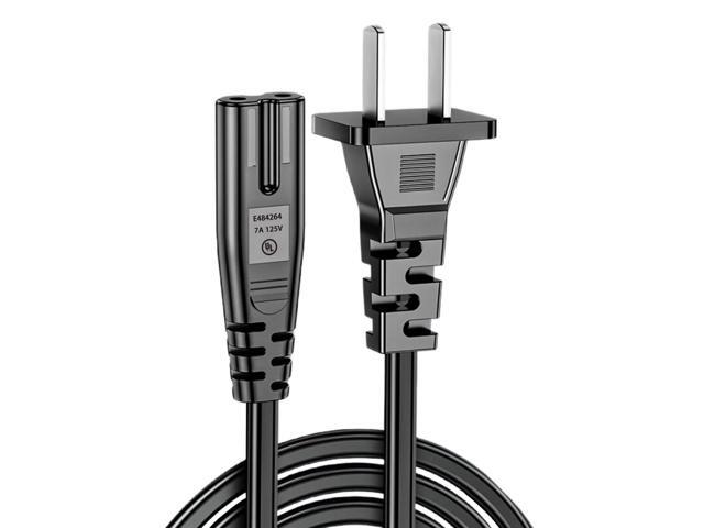 2 Prong AC Elliptical Power Cord for Under Desk Elliptical Machines Replacement Power Cable 10FT