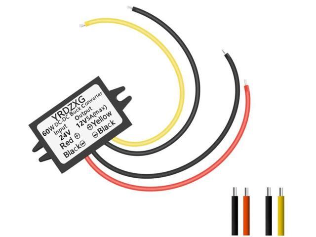 12V 5A 60W 24V to 12V Step-Down Power Adapter, Step-Down Converter, Small Reducer Module, Waterproof DC Module for Automotive and Vehicle Systems
