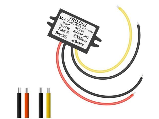 12V to 6V 5A 30W DC-DC24V to 6V Step-Down Adapter, Buck Converter, Reducer, Power Converter Mini Module Waterproof DC Compatible car Radio