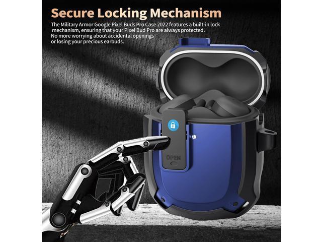 Case Cover with Lock Clip & Cleaner Pen 2024/2022, Shockproof Protective Hard Shell Skin with Carabiner - Black/Blue