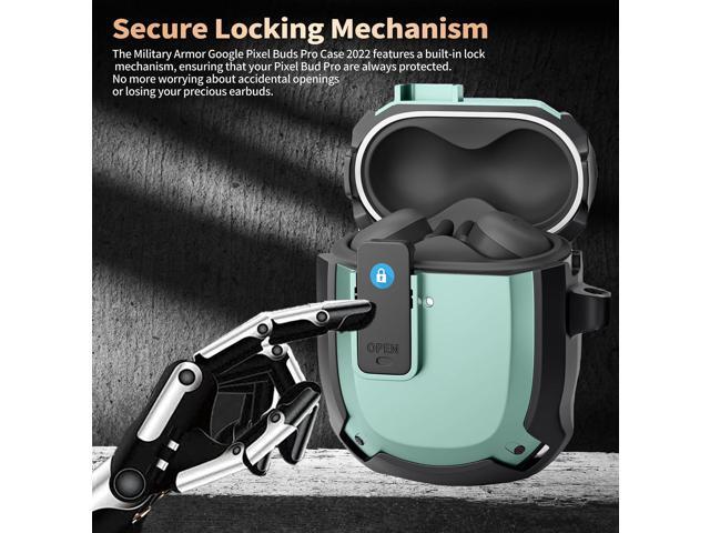 Case Cover with Lock Clip & Cleaner Pen, Shockproof Protective Hard Shell Skin with Carabiner - Black/Green