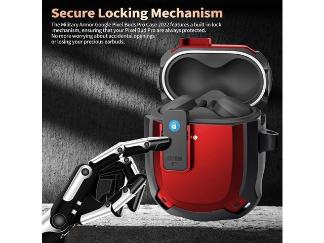 Case Cover with Lock Clip & Cleaner Pen 2024/2022, Shockproof Protective Hard Shell Skin with Carabiner - Black/Red