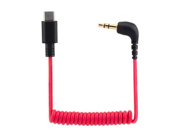USB C to 3.5mm TRS Microphone Adapter Mic Cable, Coiled Cable for Android iPhone 15