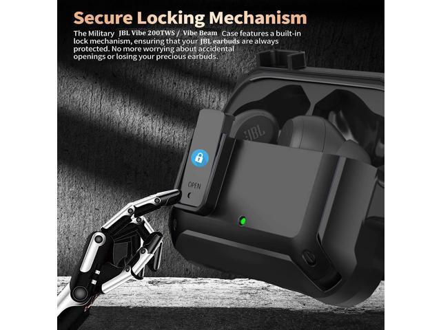 Compatible with Vibe Beam/Beam 2 Case Cover Lock Clip with Cleaner Kit, Cool Protective Vibe 200TWS Cover Men Women with Carabiner for Vibe Beam 2...