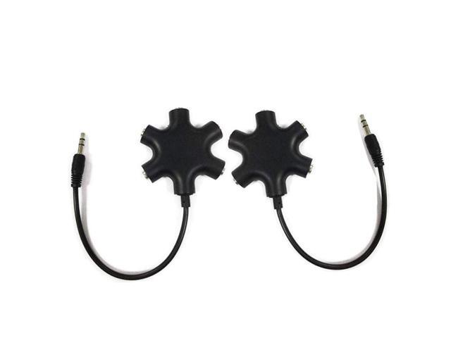 Audio Splitter 5 Ways Adaptor 3.5mm Stereo Splitter Cable Male to 5 Port 3.5mm Female for Earphone and Headset Adapter for Smartphones (2, Black)