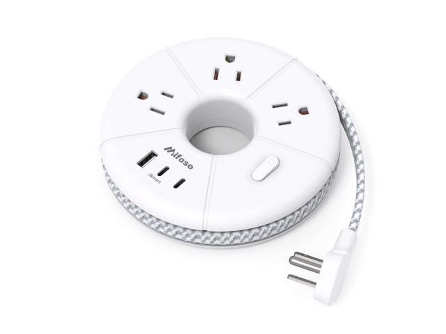 Flat Extension Cord, 5FT Power Strip, Travel Power Strip - 3 AC 3 USB Ports (2 USB C) Desktop Charging Station, No Surge Protection for Cruise Ship...