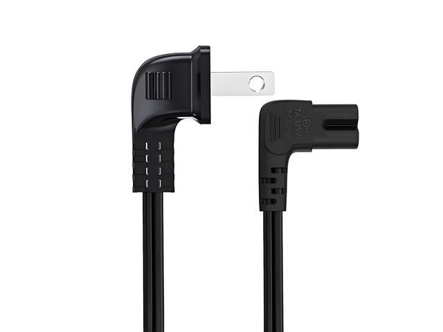 Power Cord 90 Degree Angled L-Shaped 18 AWG Angled 2-Slot Non-Polarized Angle Power Cord for Smart 4K, Compatible for TV Replacement (3.3FT)