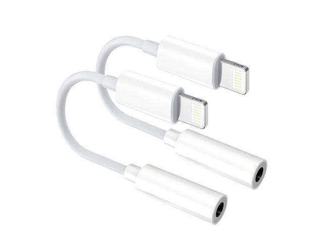 2 Pack Lightning to 3.5mm Aux Audio Adapter, Headphone Jack Converter Dongle for iPhone 14/13/12/X/XR & iPad (Supports All iOS Systems)