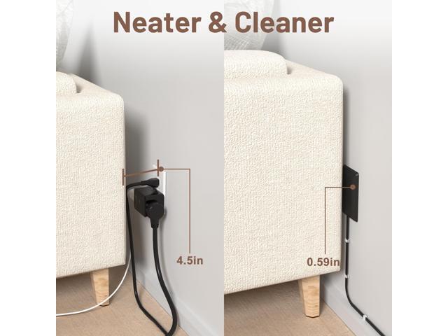 3FT Flat Plug Extension Cord with Ultra Thin Outlet Concealer with Cord Concealer Kit, 3 Outlet Power Strip, Universal Size for Home, Bedroom,...