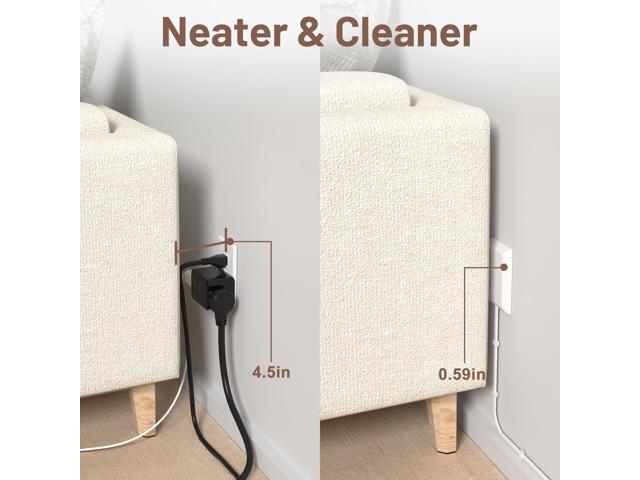 3FT Flat Plug Extension Cord with Outlet Covers Baby Proofing, Ultra Thin Outlet Concealer with Cord Concealer Kit, 3 Outlet Power Strip, 13A 125V...