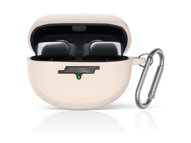 for Ultra Open Earbuds Case(2024), Silicone Shockproof Protective Cover for Open Ear Wireless Earbuds Accessories with Carabiner(Off-White)