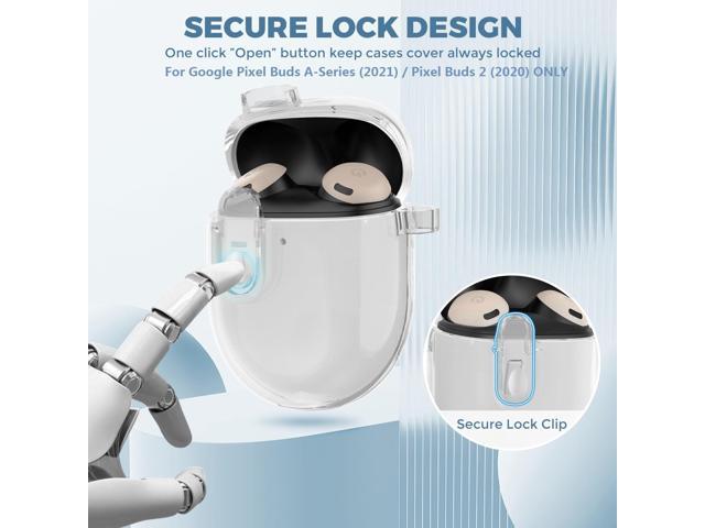 Lock Case for Pixel Bud A-Series / Pixel Buds 2 Clear Case with Cleaner Kit, Soft TPU Transparent Protective Cover for Pixel Bud A and Buds 2 with...