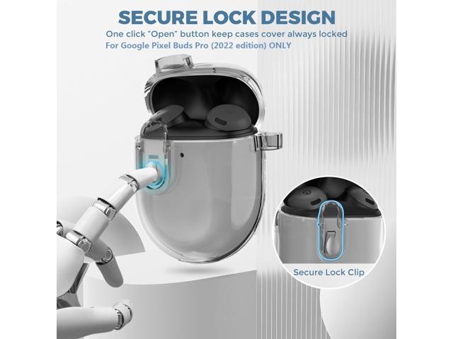 Clip Lock Case for Bud Pro & Buds Pros 2 Case Clear with Cleaner Kit, Soft TPU Transparent Protective Cover Men Women Black