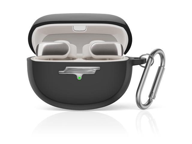 for Ultra Open Earbuds Case(2024), Silicone Shockproof Protective Cover for Open Ear Wireless Earbuds Accessories with Carabiner (Black)