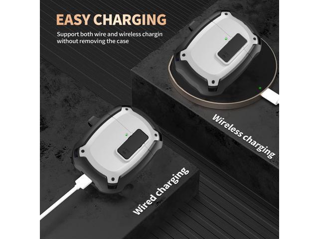 Case Cover with Lock Clip & Cleaner Pen 2024/2022, Shockproof Protective Hard Cover Skin with Carabiner - Black/White