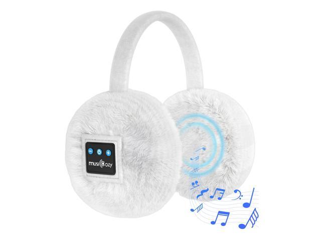 Earmuffs Women's Winter Ear Warmers Muffs Soft 5.4 Bluetooth Music Earmuffs Covers for Jogging Skiing Skating Travelling Hiking Gifts_White