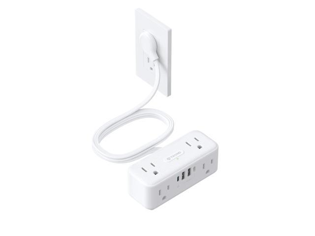 20W USB C Power Strip Surge Protector - 5ft Flat Plug Extension Cord with Multiple 6 Outlet, 4 USB, 900 Joules, 3 Sided Design, Mountable, Compact...