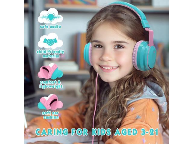 Volume Limited 85/94dB Wired Over-Ear/On-Ear Foldable Headset with Inline Cable Aux 3.5mm Cord Mic for Toddler Boy Girl Child Back to School Study...