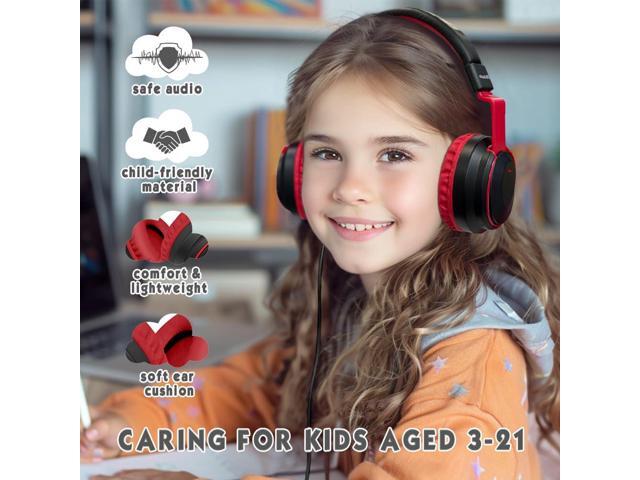 Kids Volume Limited 85/94dB Wired Over-Ear/On-Ear Foldable Headset with Inline Cable Aux 3.5mm Cord Mic for Toddler Boy Girl Child Back to School...