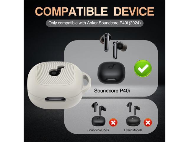 Soft Silicone Case, Shockproof Protective Skin Cover with Carabiner, Front LED & Logo Visible (Off White)