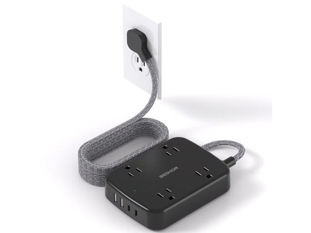 Extension Cord 15 ft, Long Power Strip with 2 USB C, Flat Plug Power Strip, 4 Outlets and 4 USB Charging Ports, Outlet Extender, 900 Joules, for...