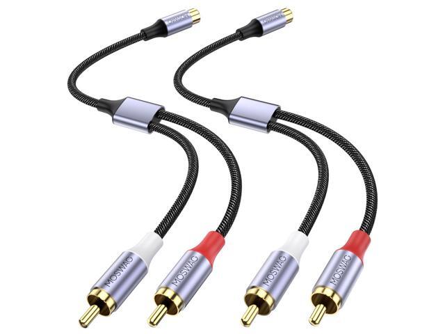 RCA Splitter 1 Female to 2 Male 2 Pack, RCA Y Splitter Audio Video Cable Splitter Adapter for Amplifiers, Gaming Consoles, CD Player, Subwoofer,...
