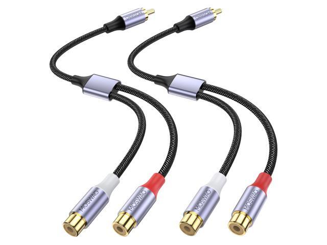 1 Male to 2 Female, RCA Y Splitter RCA Cable Audio Video Splitter Adapter Extension Cord Compatible with subwoofers, Speakers, Home theatres,...