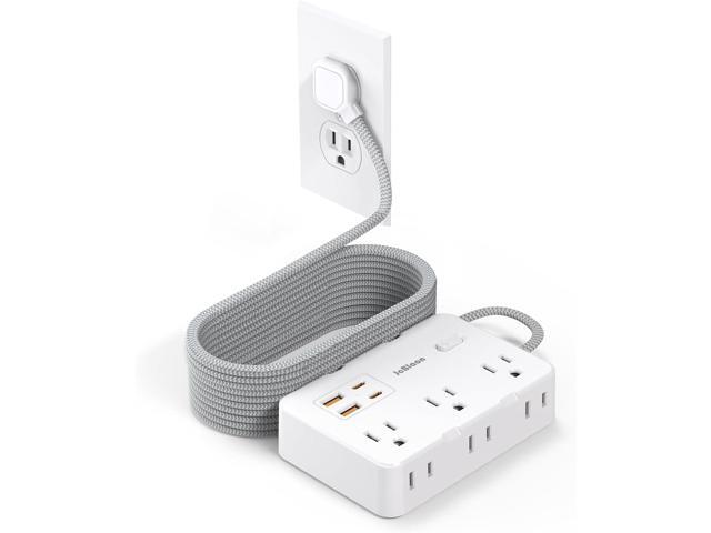 Power Strip, 15 Ft Cord Ultra Thin Flat Extension Cord with 6 Outlets 4 USB Ports(2 USB C), 1050J Flat Plug Power Strip for College Dorm Room...