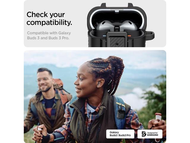 Lock Fit Designed for Galaxy Buds3 FE (2025) / Buds3 Pro (2024) / Buds 3 (2024) Case Cover with Secure Locking Protection - Matte Black