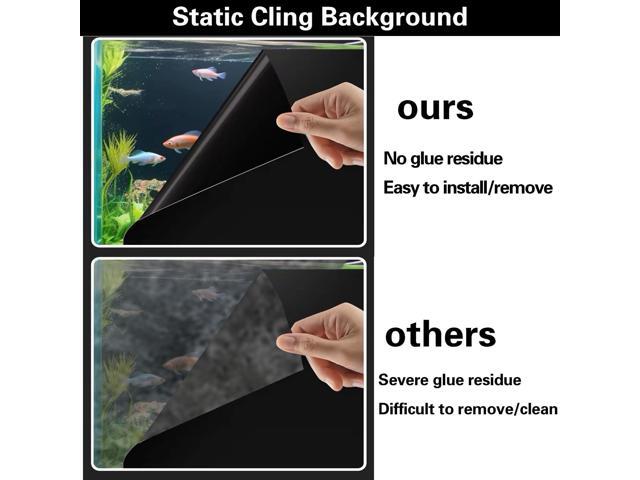 Aquarium Background - Black, Electrostatic Adhesion, Glue-Free, Easy Installation, Traceless Removal, Size 11.8 X 39 Inch