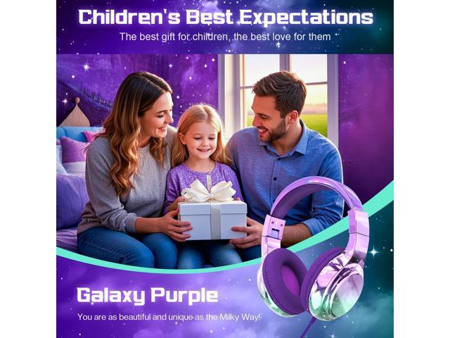 Kids Headphones Wired with Mic, 85/94dB Safe Volume Limit, Foldable Over Ear, Tangle-Free Cord & Sharing Port, Wired On-Ear Headset for School,...