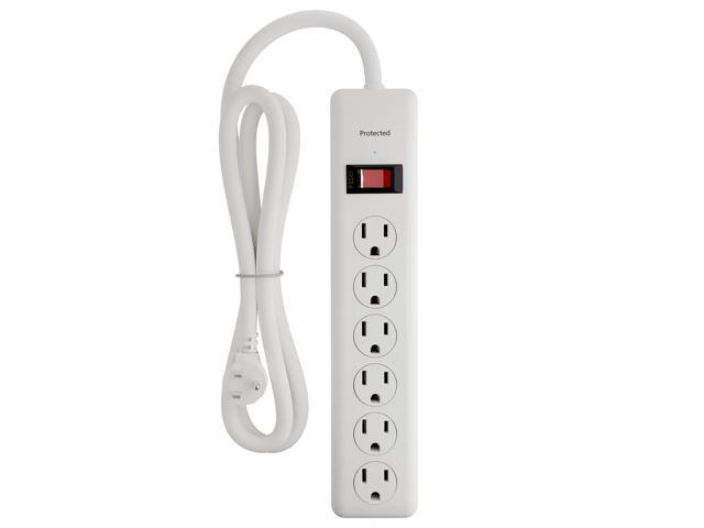 6-Outlet Power Strip Surge Protector 1-Pack, 4-Foot Extension Cord, 600 Joules, Twist-to-Close Safety Covers, 90 Degree Flat Plug, Overload...