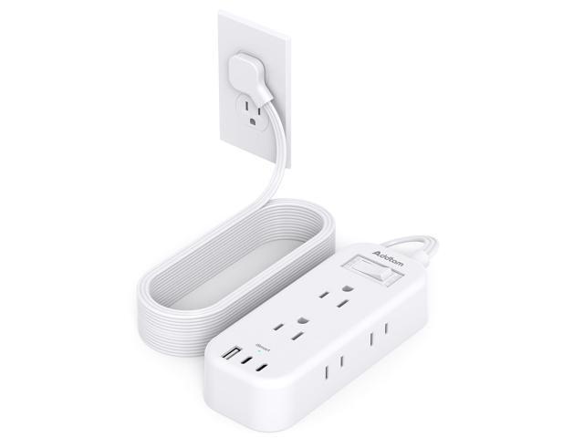 Extension Cord 15 ft - Power Strip Surge Protector, Flat Plug with 6 AC Outlet Extender 3 USB Ports (2 USB-C), 1080J, Multi Plug Outlets Desktop...