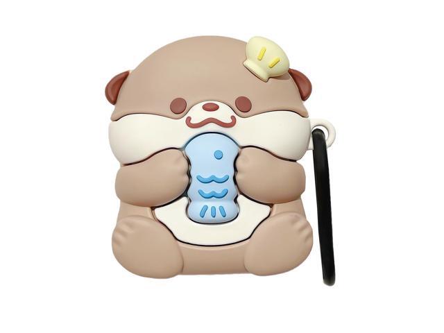 Case Compatible with Airpods, 3D Cute Kawaii Baby Otter Design Keychain Case Cover, Portable Earbuds Accessories Soft Silicone Shockproof Wireless...