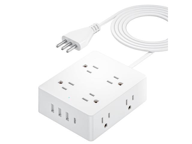 Travel Plug Adapter, US to Italy Type L Plug Adapter, International Power Strip with 8 Outlets and 4 USB(1 USB-C), 5 FT Cord for Italy Chile...