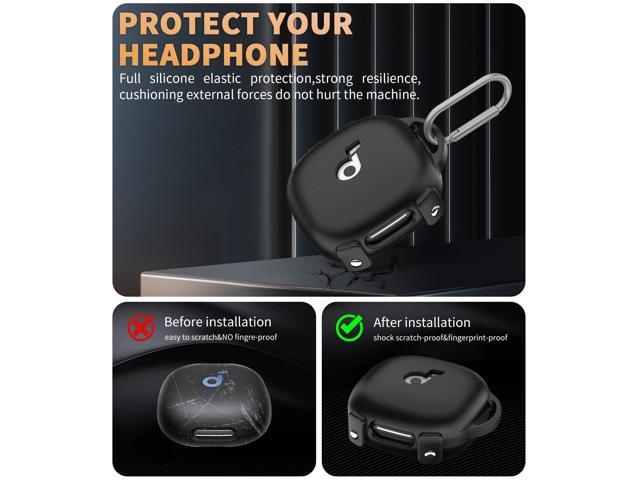 Soft Silicone Protective Scratch Resistant Logo Visible Design Cover for Sport X20 Charging Case with Carabiner-Black