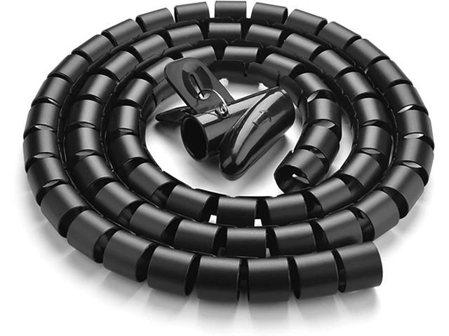 10FT Cable Management Sleeve Organizer, 1/2 inch Coiled Cord Organizer w/4 Cable Clips & Guide Clip, Wire Cover Wire Wrap Cable Protector, Messy...