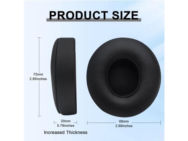Replacement Ear Pads for On-Ear Headphones, Ear Cushions, Headset Earpads, Ear Cups Cover with Soft Protein Leather (Black)