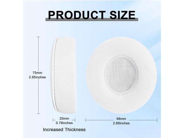 Replacement Ear Pads for On-Ear Headphones, Ear Cushions, Headset Earpads, Ear Cups Cover with Soft Protein Leather (White)