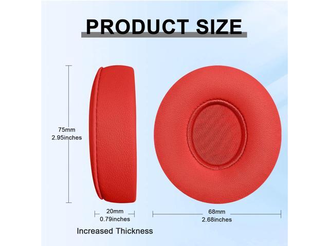 Replacement Ear Pads for On-Ear Headphones, Ear Cushions, Headset Earpads, Ear Cups Cover with Soft Protein Leather (Red)