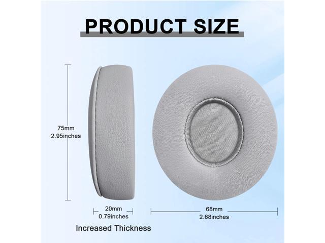 Replacement Ear Pads for Wireless On-Ear Headphones, Ear Cushions, Headset Earpads, Ear Cups Cover with Soft Protein Leather (Grey)