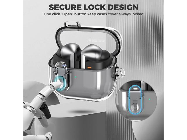 Compatible with Galaxy Bud 3 Pro Case/Buds3/Buds 3 FE Case Clear Lock Clip with Cleaner Kit, Transparent TPU Protective Cover Men Women with...