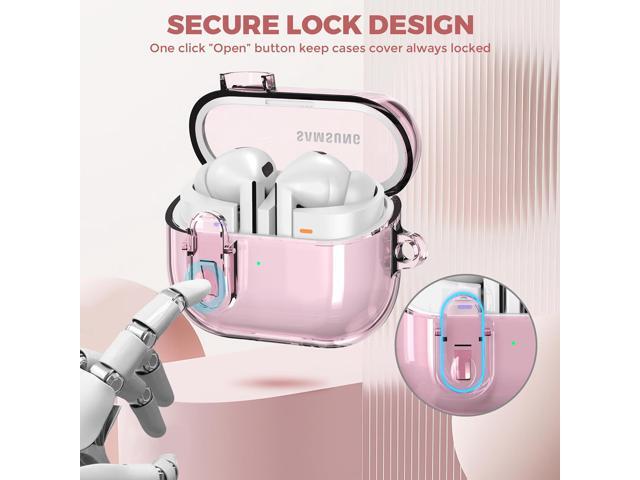 Compatible with Galaxy Bud 3 Pro Case/Buds3/Buds 3 FE Case Clear Lock Clip with Cleaner Kit, Transparent TPU Protective Cover Men Women with...