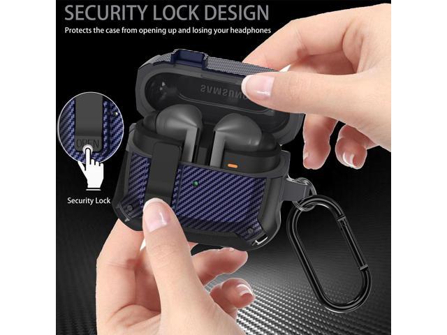 Compatible Buds 3 Pro Case/Bud 3 Cover Clip with Cleaner Kit, Military Shell Protective Armor Case Cover with Lock & Carabiner for Buds 3/3 Pro...