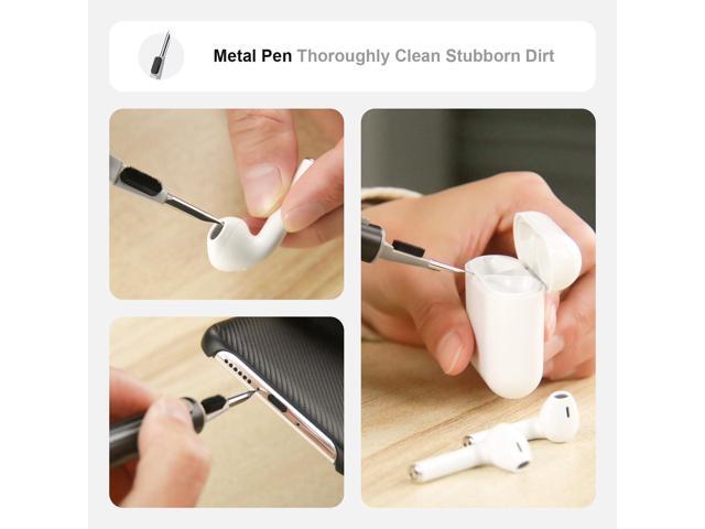 Cleaner Kit for Multi-Function Cleaning Pen with Soft Brush Flocking Sponge for Bluetooth Earphones Case Cleaning Tools Black