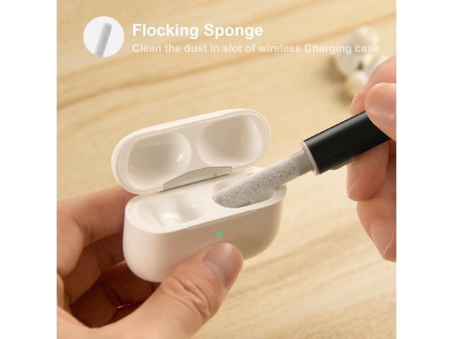Cleaner Kit for Multi-Function Cleaning Pen with Soft Brush Flocking Sponge for Bluetooth Earphones Case Cleaning Tools Black