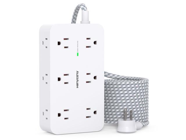 Extension Cord 15 Ft, Power Strip Surge Protector 12 Outlets 4 USB Ports (2 USB C), Large Desk Power Strip with Long Cord, Flat Plug, Wall Mount...