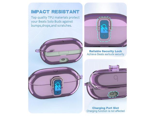 [Upgrade Secure Lock] for Solo Buds 2024 Case Cover with Cleaner Kit, Clear TPU Shockproof Protective Cover Compatible with Charging Case with...