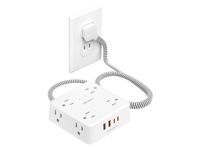 2 Prong Power Strip, 2 Prong to 3 Prong Outlet Adapter, 1400J Two Prong Surge Protector, 5ft Braided Extension Cord with Thin Flat Polarized Plug,...